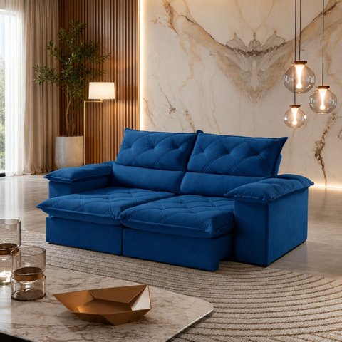 Sofá Istambul Retrátil e Reclinável 200m - Azul