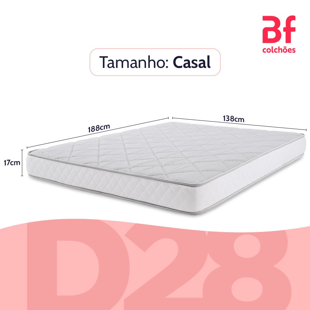 Colchão Casal Ortopédico de Espuma D28 a Vácuo 138x188cm Bf Colchões - 7