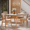 Conjunto Mesa de Jantar Paris 1.2 Off White/nature com 4 Cadeiras Paris Nature/areia – Tebarrot Móve - 1