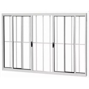 Janela de Alumínio 04 Folhas com Grade Branca - 100x200