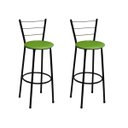Ver imagem 1 de Kit 2 Banquetas Altas Preta com Encosto Assento Verde