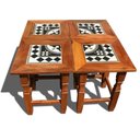 Ver imagem 1 de Kit de 4 Bancos Mesa de Centro Compacta Para Casa Pequena Libertas Rosas Artesanato