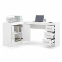 Ver imagem 3 de Kit Escritório com Mesa em L e Estante Livreiro Branco Menu Móveis