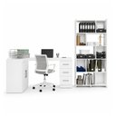 Ver imagem 2 de Kit Escritório com Mesa em L e Estante Livreiro Branco Menu Móveis