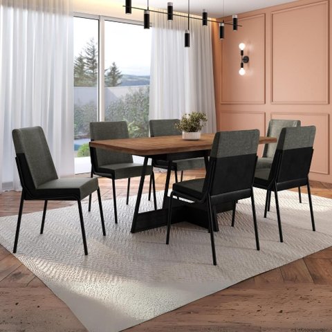 Conjunto Sala de Jantar 6 Cadeiras Boston Carraro