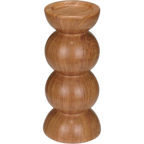 Castiçal Porta Vela Suporte Home&co Cerâmica 20x8x8cm Estilo Madeira