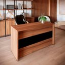 Ver imagem 1 de Balcão de Atendimento Recepção 120 cm Reto Baixo F5 Office Cor:Nogal com Preto