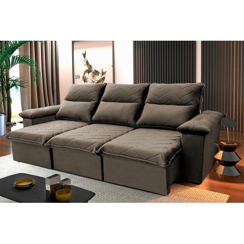 Sofá Retrátil Reclinável Paris 230cm Suede Velut com Molas no Assento - King House