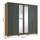 Ver imagem 3 de Guarda-Roupa Casal 6 Portas, 4 Gavetas, Pés e Espelho MDF Atlanta Cinza Cinamomo/Urban