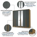 Ver imagem 4 de Guarda-Roupa Casal 6 Portas, 4 Gavetas, Pés e Espelho MDF Atlanta Cinza Cinamomo/Urban