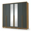 Ver imagem 2 de Guarda-Roupa Casal 6 Portas, 4 Gavetas, Pés e Espelho MDF Atlanta Cinza Cinamomo/Urban