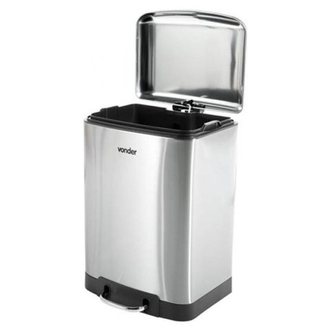 Lixeira Retangular 12 Litros Inox com Pedal Vonder Inox