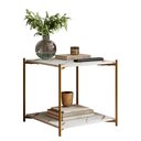 Ver imagem 3 de Mesa Lateral Quadrada G7002 com Pés de Metal Marmore Branco/dourado