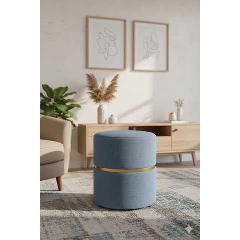 Puff Cinta no Meio Decorativa Azul Linho