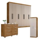 Ver imagem 1 de Guarda Roupa Casal Prime 1684 Cômoda 8050 e Multiuso 6020 Freijó Baunilha - Araplac