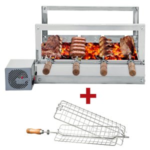 Churrasqueira Giratória Artinox Grill The Grill, 4 Espetos com Cabos de Madeira, 1 Motor Bivolt do