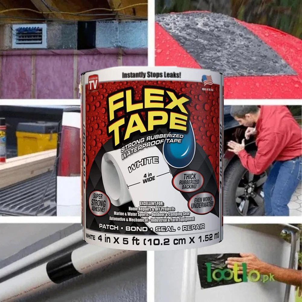 Fita Adesiva Emborrachada Flex Tape Resistente a Água Cola Tudo Piscina Kit 5 Unidades - 6