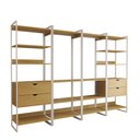 Ver imagem 2 de Guarda Roupa Aberto Industrial Casal Modulado Completo Canela Cabideiro com Gavetas Ferro Branco