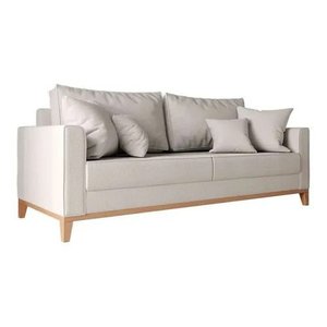 Sofá 3 Lugares Beny Base de Madeira 180 Cm Linho Cru - Fm