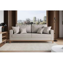 Sofá 3 Lugares Beny Base de Madeira 180 Cm Linho Cru - Fm - 4