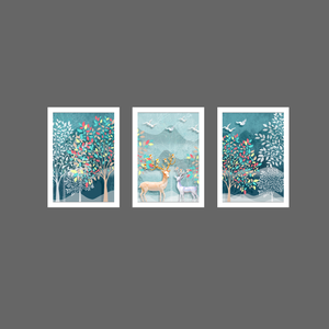 Tríptico - Quadros Decorativos Floral Natureza Grande:Branco