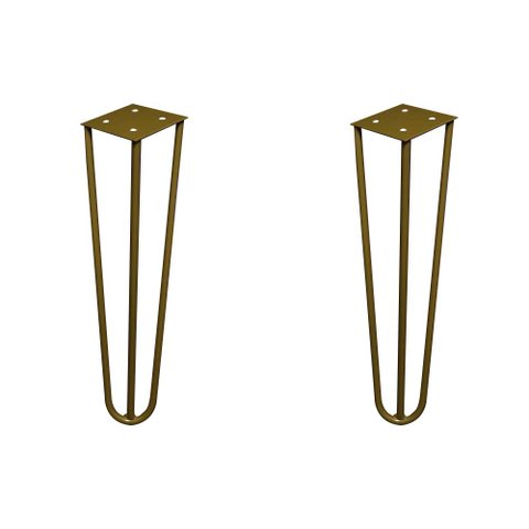 Kit 2 Pés de Metal 25 CM Hairpin Legs Rack e Puffs Dourado Nay Multicoisas Pés de Metal Hairpin Legs