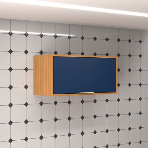 Armário Aéreo Cozinha 70 Cm Domus 1 Porta Nogal/royal - Hecol Móveis