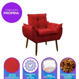 Poltrona Decorativa Sala de Estar Escritório Quarto Prime Cor: Vermelha - 5