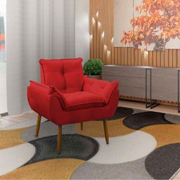 Poltrona Decorativa Sala de Estar Escritório Quarto Prime Cor: Vermelha - 4