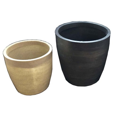 Kit 2 Vasos Plantar e Decorar 40 + 30 Oval Moderno Polietileno BGPLASTICOS V13 CINZA CIMENTO 004