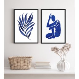 Conjunto 2 Quadros Azul Marinho Abstrato Folha homem 45x34cm - com Vidro:madeira Preta - 2 Conjunto 2 Quadros Azul Marinho Abstrato Folha homem 45x34cm - com Vidro:madeira Preta - 2