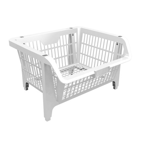 Cesto Prático Expositor Empilhável Plástico Branco 42502 Presto com 10 Peças