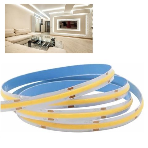 Fita LED COB 6500K 12v IP20 5 Metros 18w Sanca Espelho Teto Rebaixado Gesso Iluminaçao Profissional 