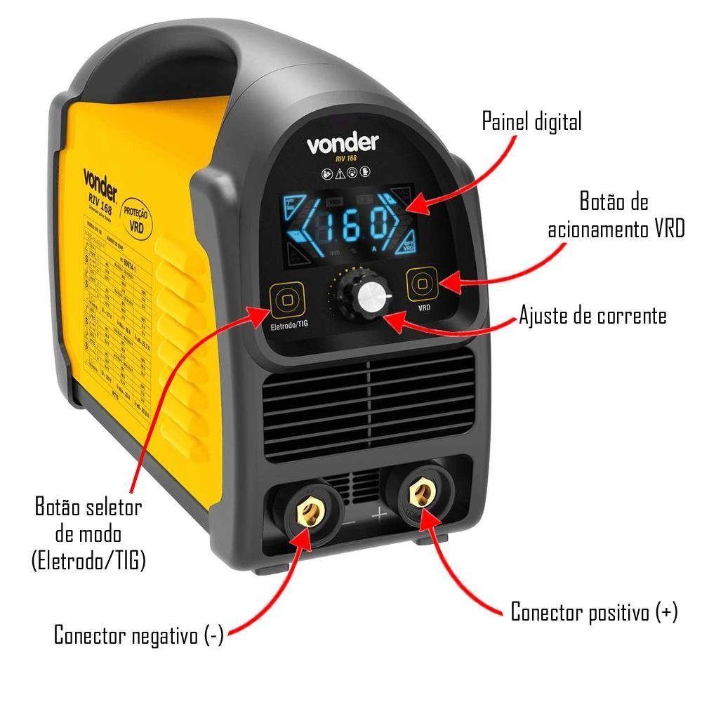 Máquina de Solda Inversora Vonder Riv168 Bivolt - 2