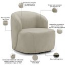 Ver imagem 7 de Sofá 3 Lugares 205cm com Poltrona Giratória Orgânica Heidy F04 Veludo Bege - Lyam Decor