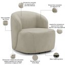 Ver imagem 6 de Sofá 3 Lugares 205cm com Poltrona Giratória Orgânica Heidy F04 Veludo Bege - Lyam Decor