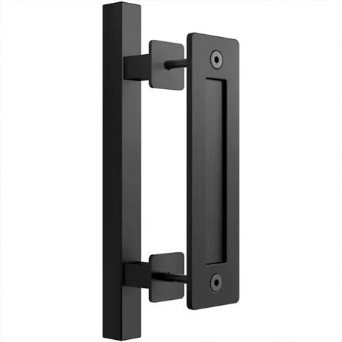Puxador Duplo Polux Preto Fosco Porta de Correr Madeira Embutir 300mm