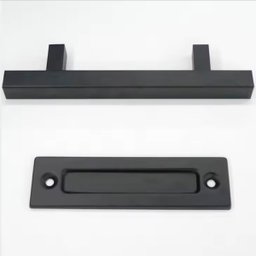 Puxador Duplo Polux Preto Fosco Porta de Correr Madeira Embutir 300mm - 3