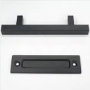 Ver imagem 3 de Puxador Duplo Polux Preto Fosco Porta de Correr Madeira Embutir 300mm