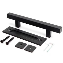 Puxador Duplo Polux Preto Fosco Porta de Correr Madeira Embutir 300mm - 2