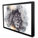 Ver imagem 3 de Quadro Decorativo Leão Artístico em Moldura Caixa Tacolado Moldura Trad 1cm Branca com Vidro 30 X 40