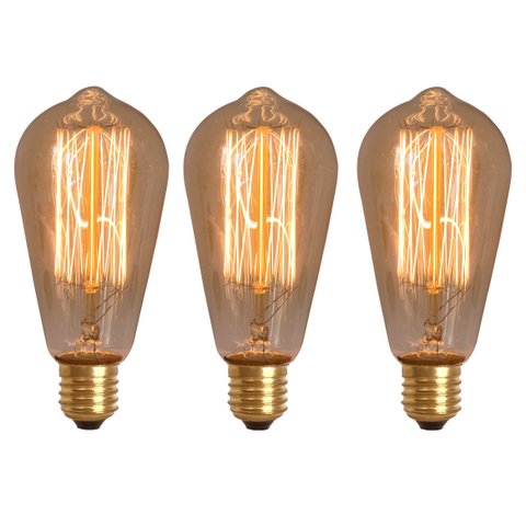 Kit 3x Lâmpada Retrô St64 Carbono Dimerizável Âmbar 40w 110v