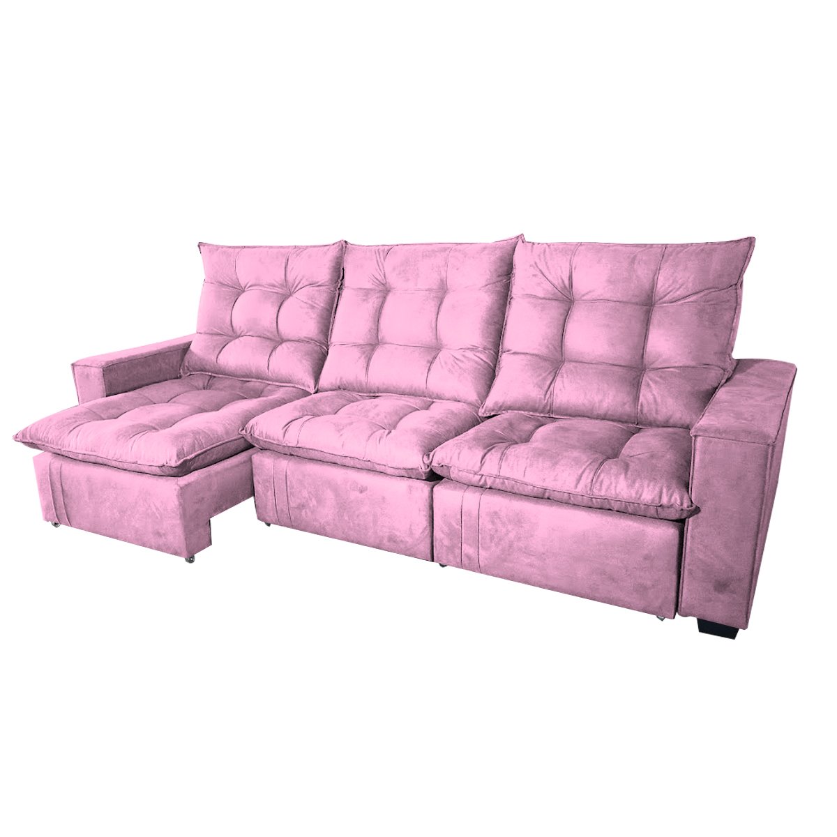 Sofa 3 Lugares Retratil e Reclinavel Julia 2.82 Cm Rosa - 2