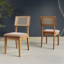 Ver imagem 3 de Conjunto Mesa Sala de Jantar Retangular 180cm 6 Cadeiras Estofadas Tela MDF Freijó/Off Write Taupe