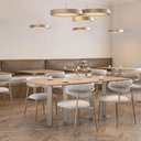 Ver imagem 2 de Cadeiras Sala Jantar Estofadas Courino ou Linho Pés Aço 2un Cor:cinza com Champagne