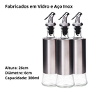 Ver imagem 3 de Kit 3 Galheteiro Azeite Vinagre 300ml Vidro Aço Inox Dosador
