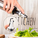 Ver imagem 4 de Kit 3 Galheteiro Azeite Vinagre 300ml Vidro Aço Inox Dosador