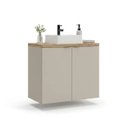 Ver imagem 2 de Gabinete para Banheiro com Cuba Quadrada 100% MDF Suspenso 75cm Nature Bege Panna/Carvalho