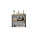 Ver imagem 4 de Gabinete para Banheiro com Cuba Quadrada 100% MDF Suspenso 75cm Nature Bege Panna/Carvalho