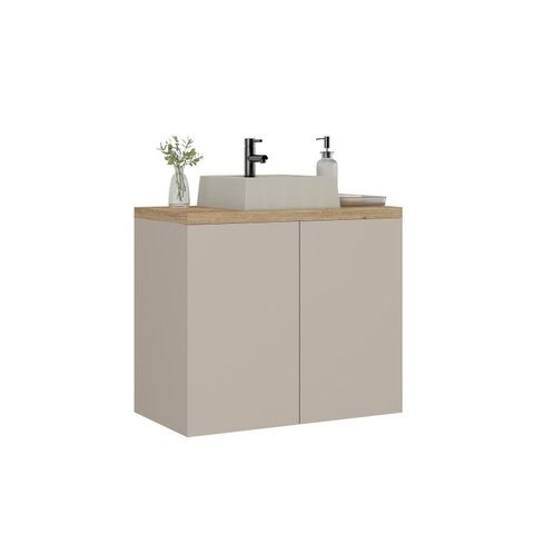 Gabinete para Banheiro com Cuba Nature Bege/Panna/Carvalho